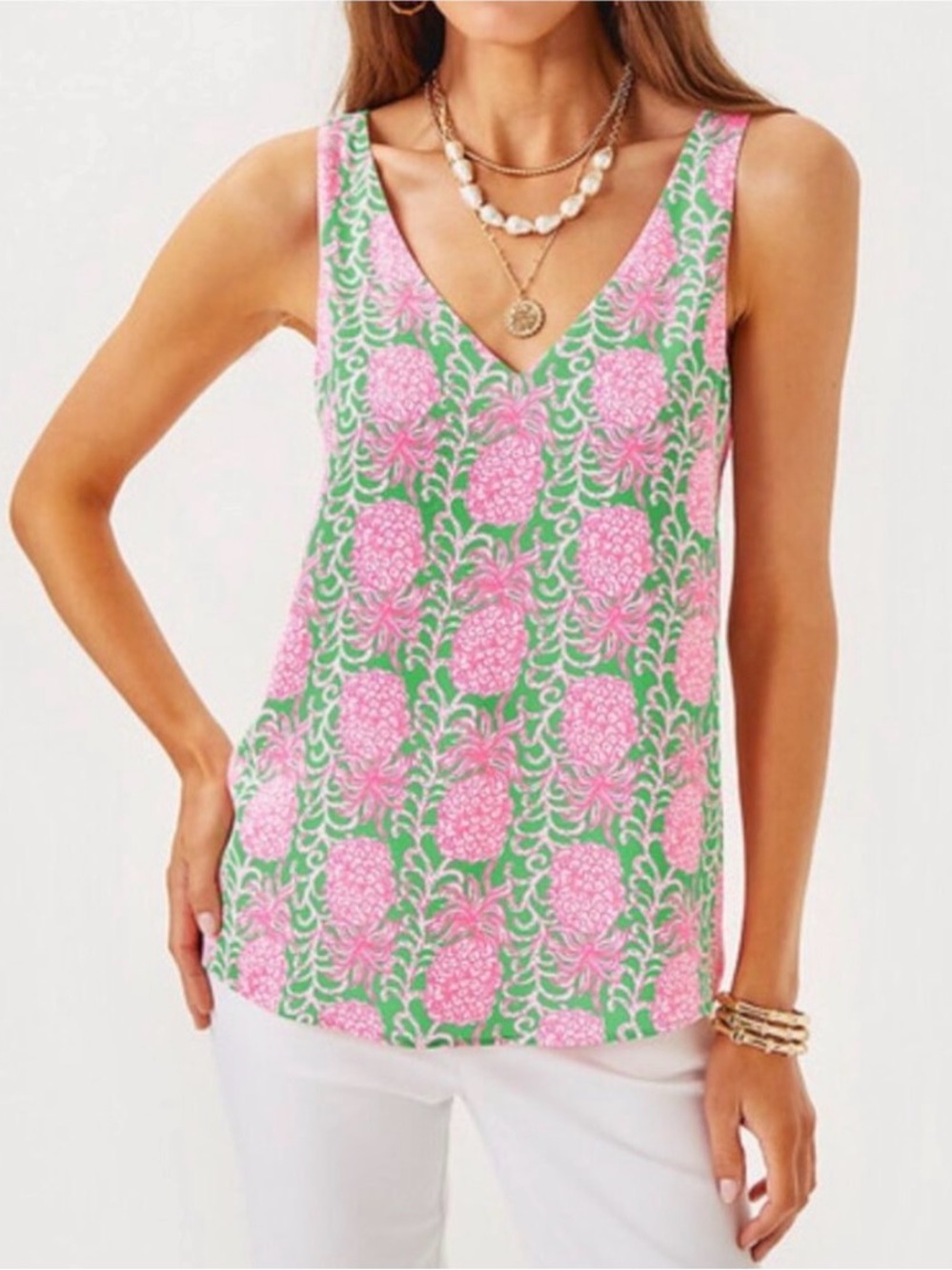 Lilly Pulitzer Florin Straight Hem Top - Party Like a Pineapple - Size Small